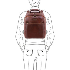 Lord Jim PHUKET TL141402 3 Compartments Leather Laptop Backpack
