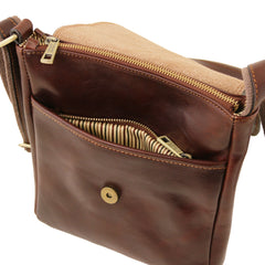 JOHN TL141408 Leather Crossbody bag for men With Front zip