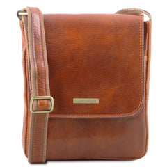 JOHN TL141408 Leather Crossbody bag for men With Front zip