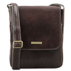 JOHN TL141408 Leather Crossbody bag for men With Front zip