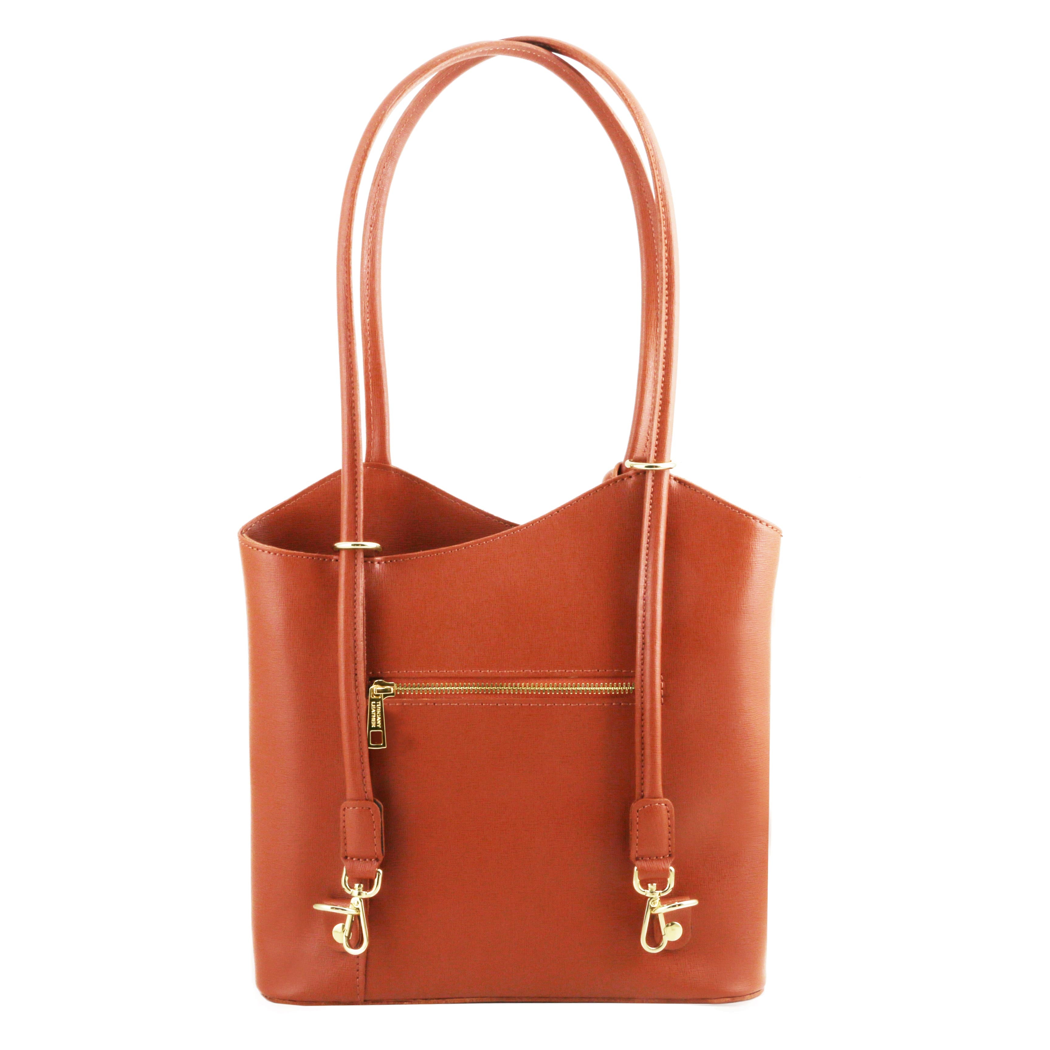 PATTY Safiano Leather Convertible Bag