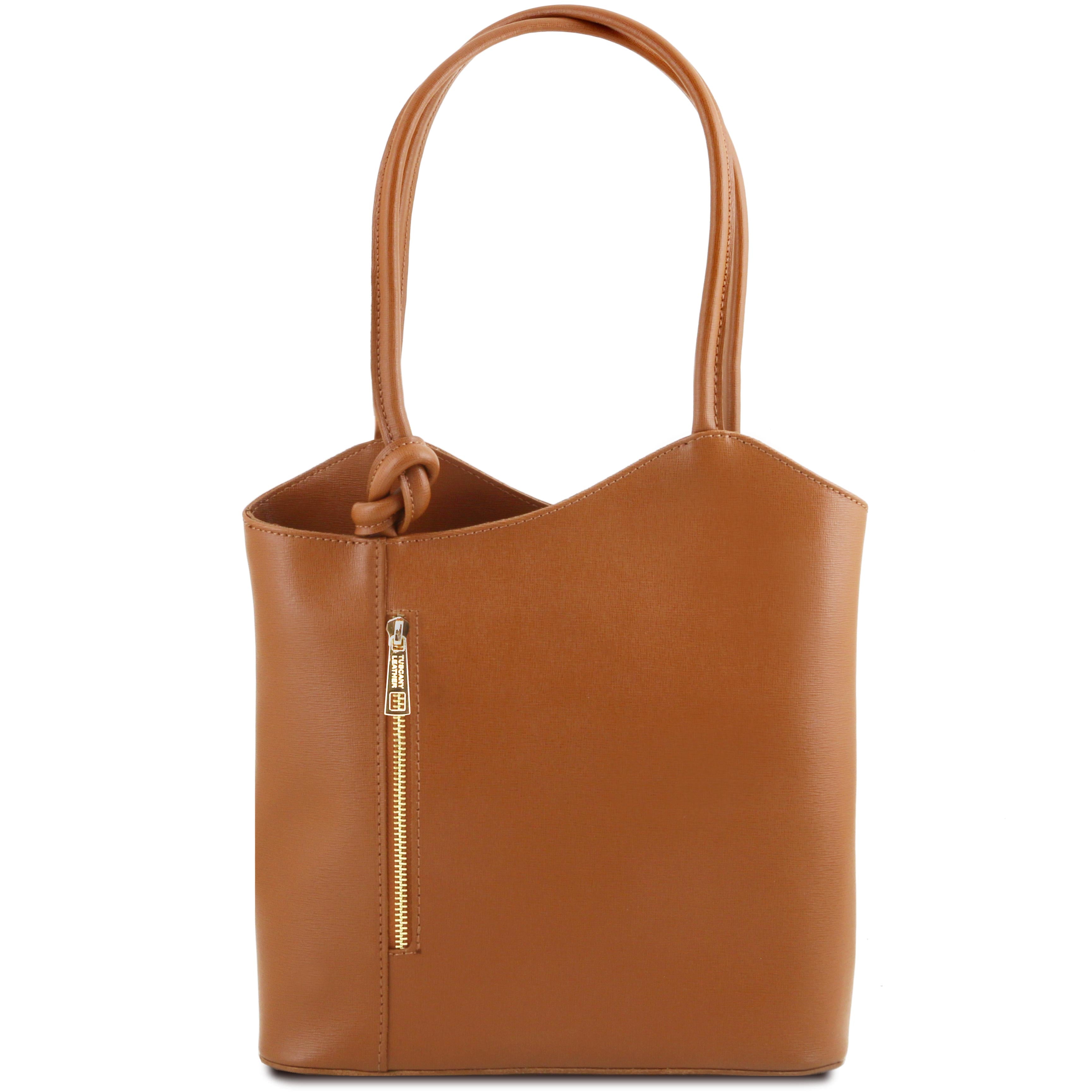 PATTY Safiano Leather Convertible Bag