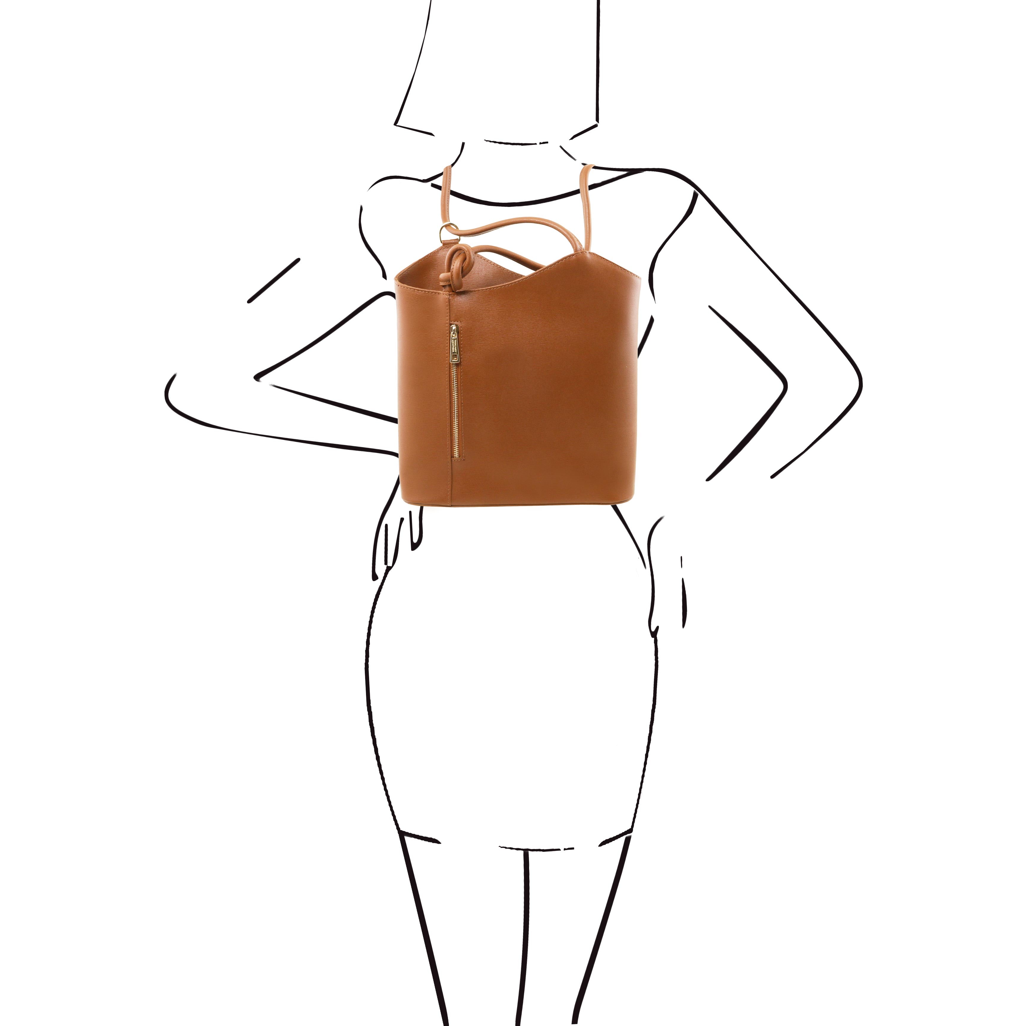 PATTY Safiano Leather Convertible Bag