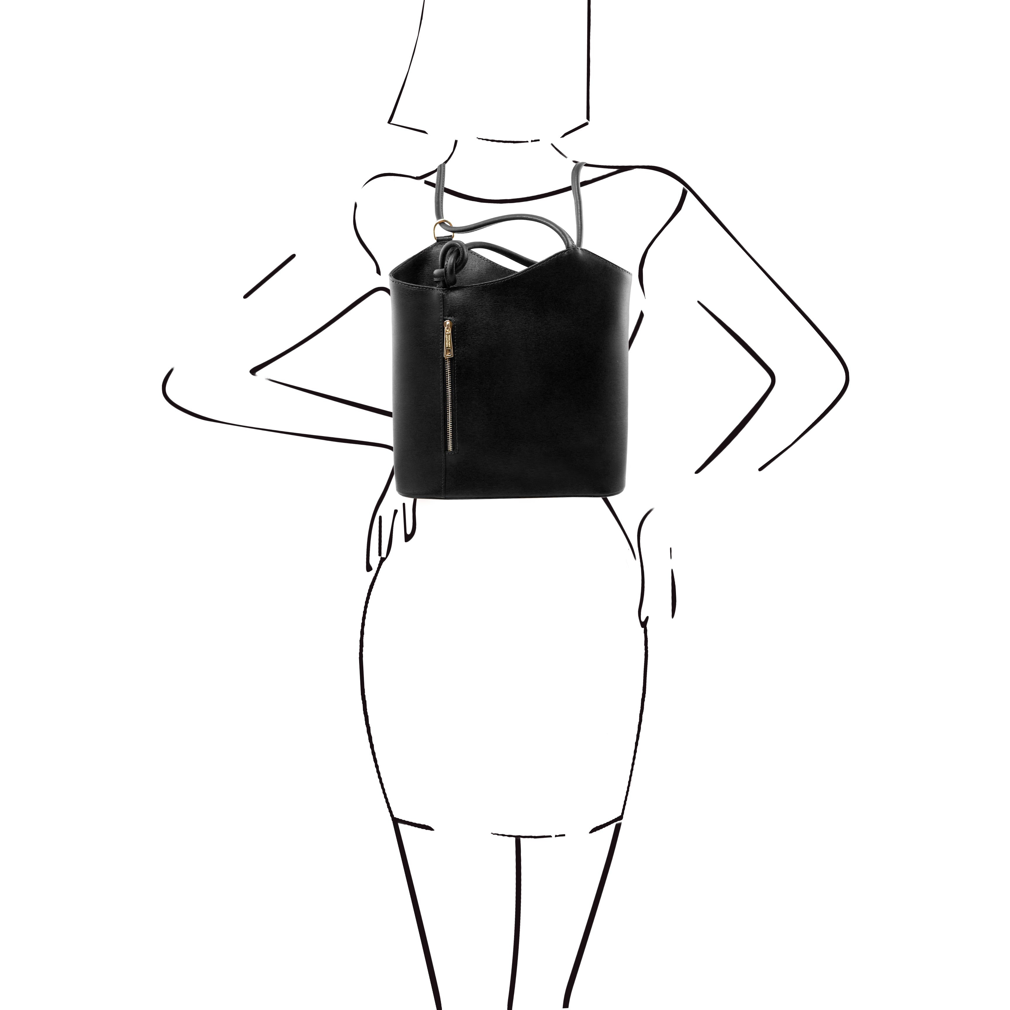 PATTY Safiano Leather Convertible Bag