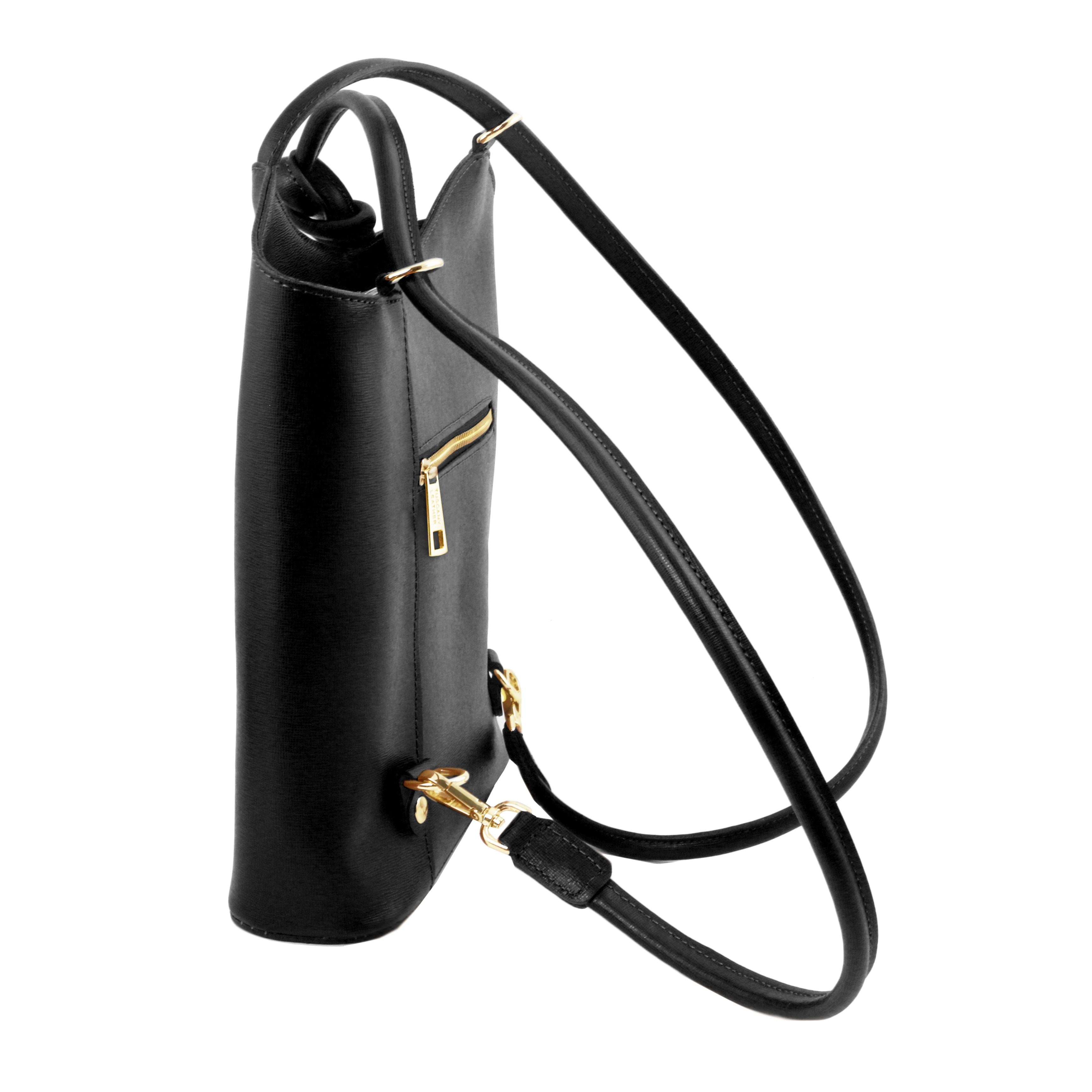 PATTY Safiano Leather Convertible Bag