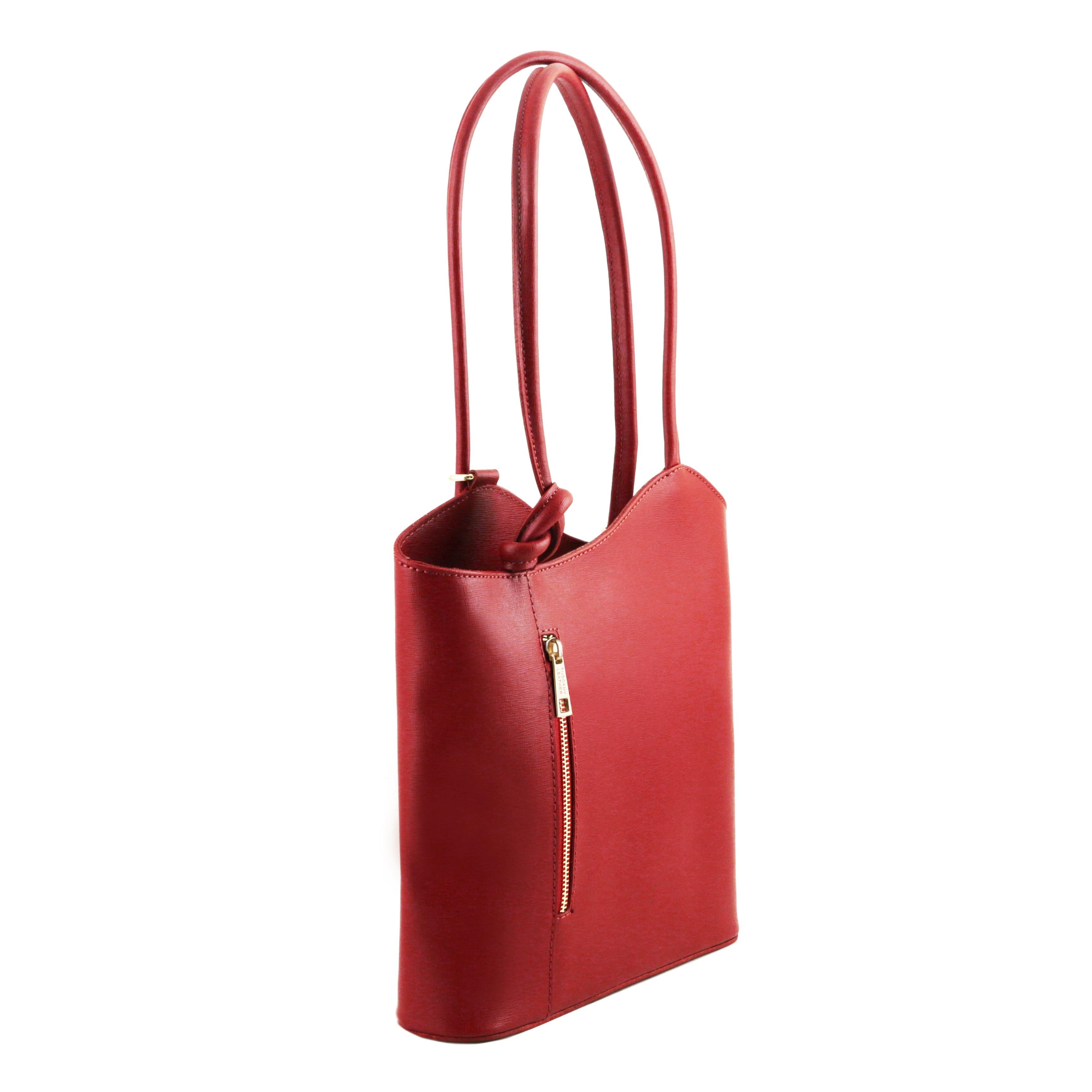 PATTY Safiano Leather Convertible Bag